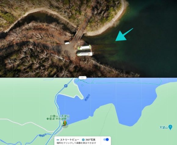 然別湖の南西に線路はある(GoogleMAPより画像引用)