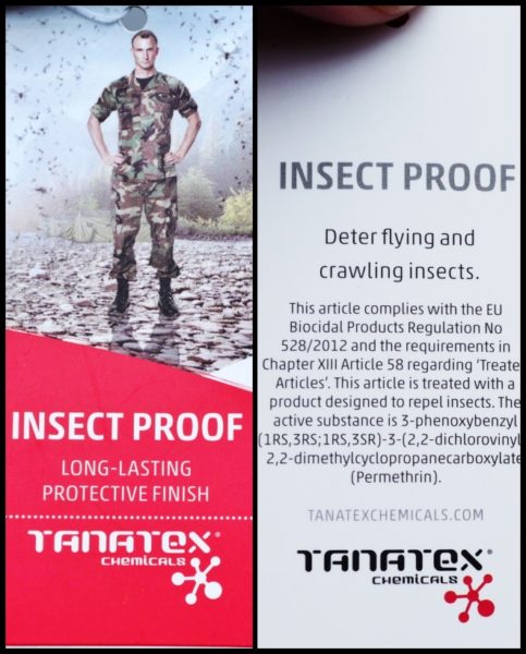 海外の軍隊用ウエアにも採用されているtanatex社のinsect proof(防虫)