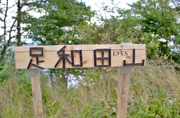 手作り感満載の足和田山の標識