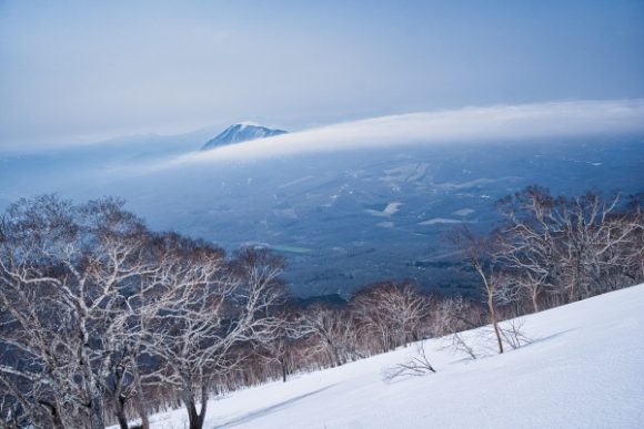 振り返ると喜茂別岳が見える。