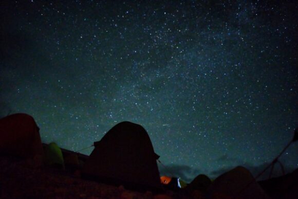 双六小屋のテント場から撮影した星空