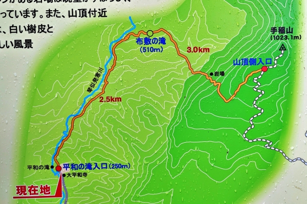 往復訳10キロの平和の滝コース