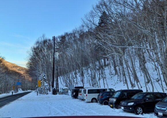 朝早くからにぎわう駐車場