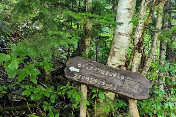 登山口の看板あり
